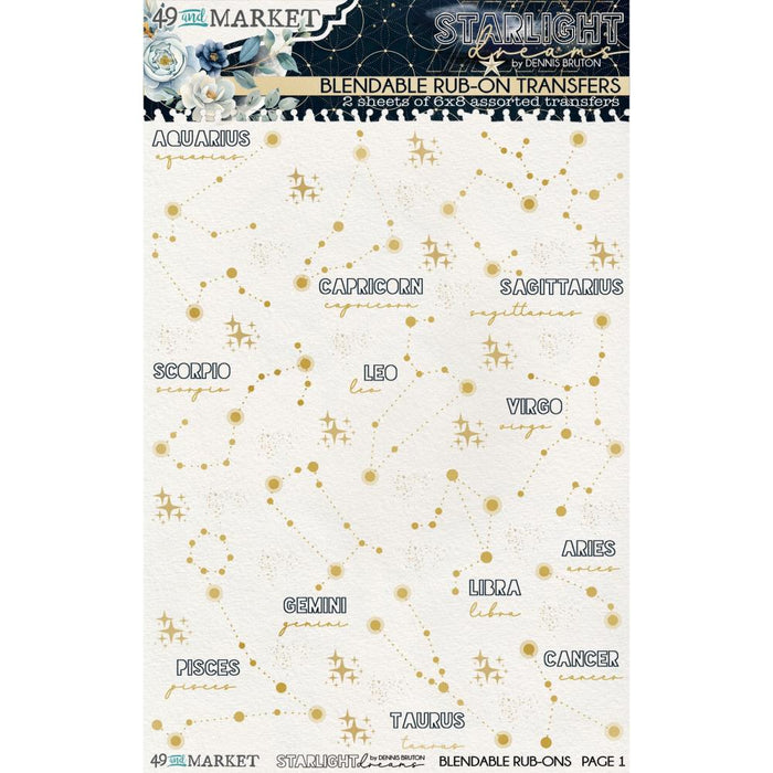 49 & Market Starlight Dreams - Blendable Constellations Rub-On Transfers