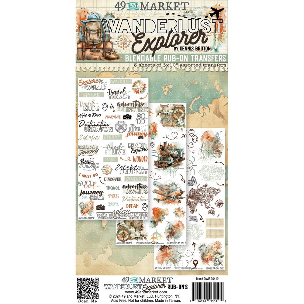 49 & Market Wanderlust Explorer - Blendable Rub-On Transfers