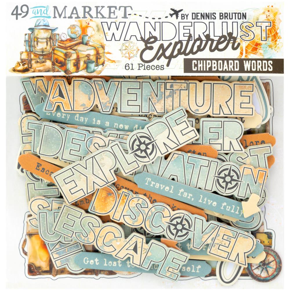 49 & Market Wanderlust Explorer - Chipboard Set Words