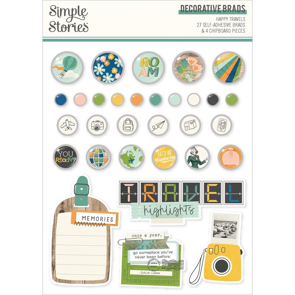 Simple Stories Happy Travels - Decorative Brads