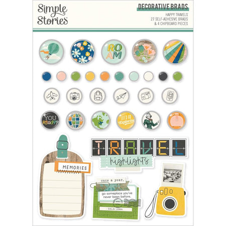 Simple Stories Happy Travels - Decorative Brads