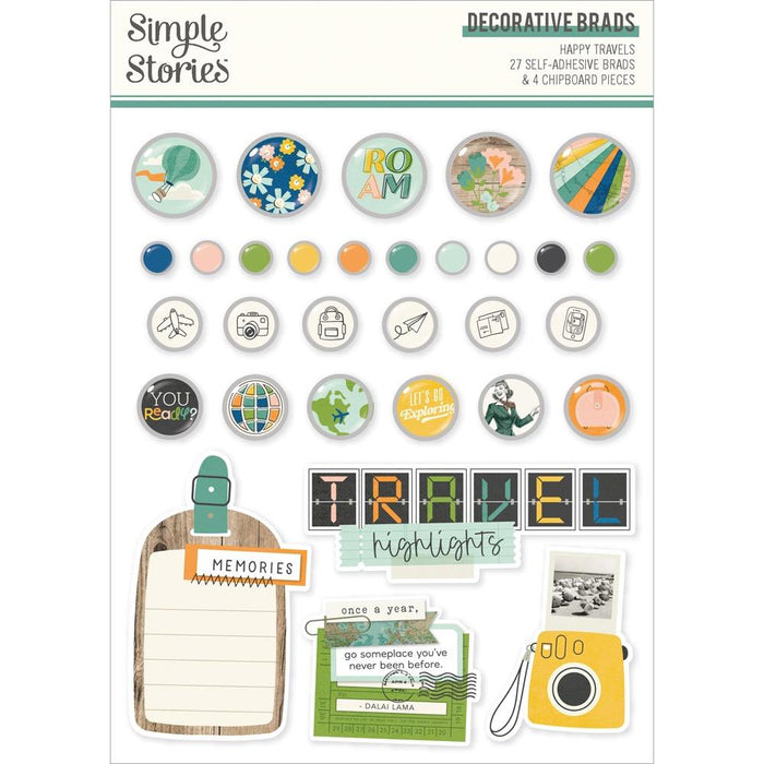 Simple Stories Happy Travels - Decorative Brads