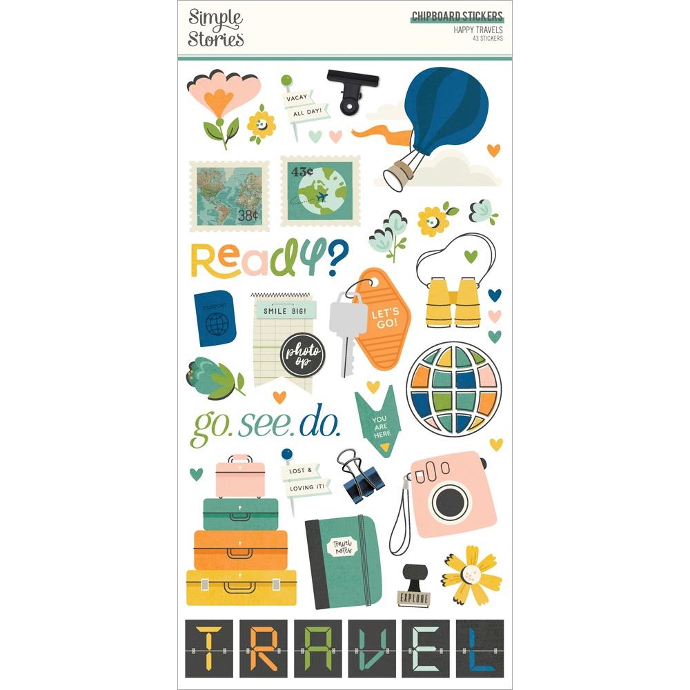 Simple Stories Happy Travels - Chipboard Stickers