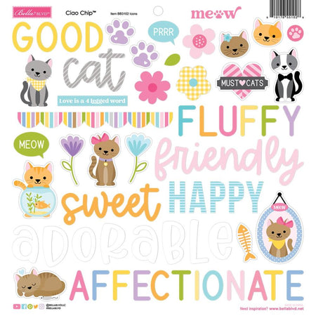 Bella Blvd Meow - Ciao Chip Chipboard Stickers