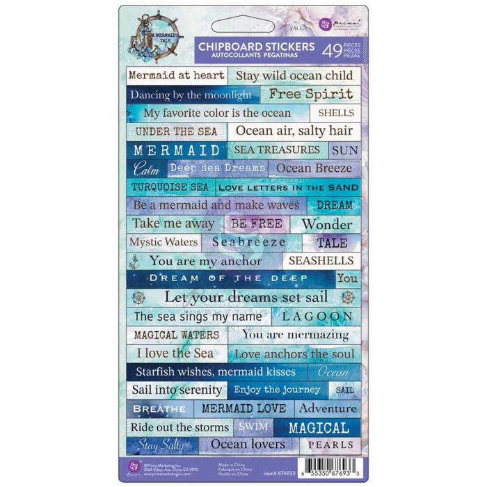Prima A Mermaid's Tale - Chipboard Stickers