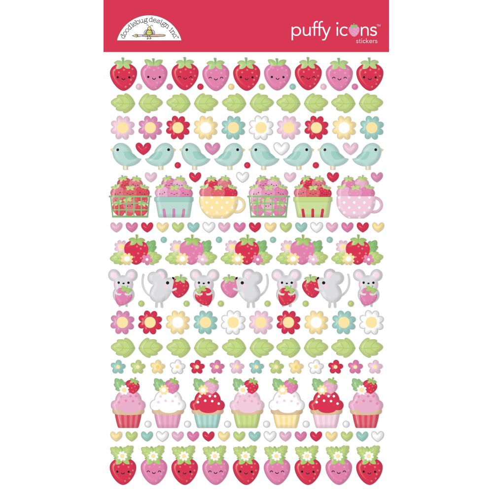 Doodlebug Design Berry Sweet - Puffy Icon Stickers