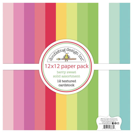 Doodlebug Design Berry Sweet - Textured 12x12 Paper Pack