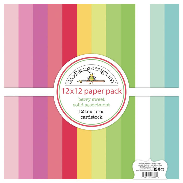 Doodlebug Design Berry Sweet - Textured 12x12 Paper Pack