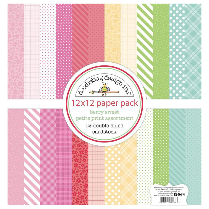 Doodlebug Design Berry Sweet - Petite Prints 12x12 Paper Pack