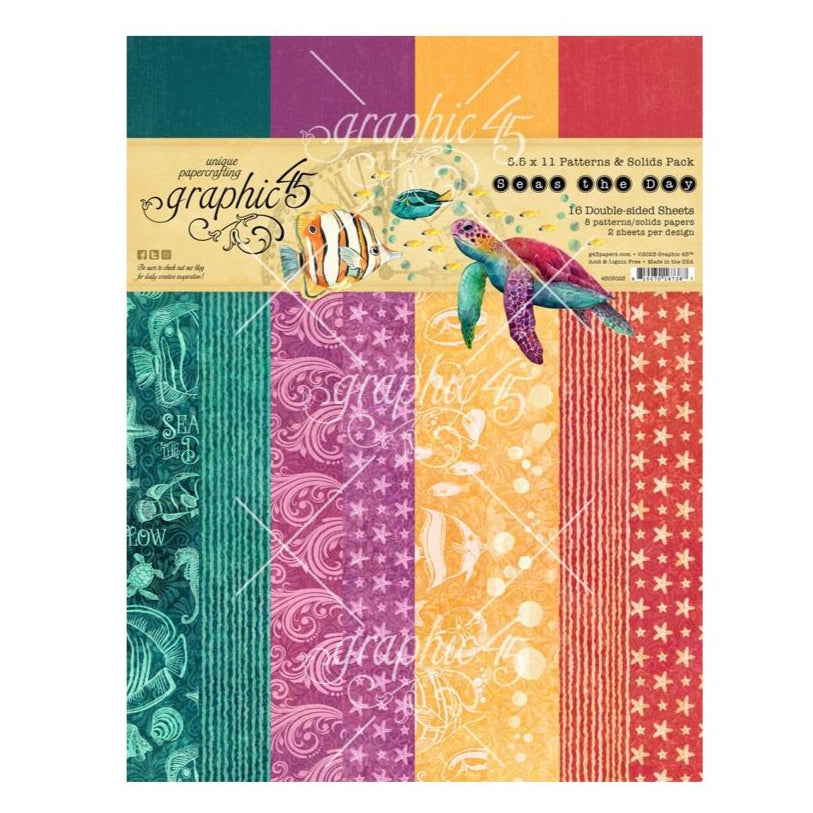 Graphic 45 Seas the Day - 8.5" x 11" Patterns & Solids Collection Pack