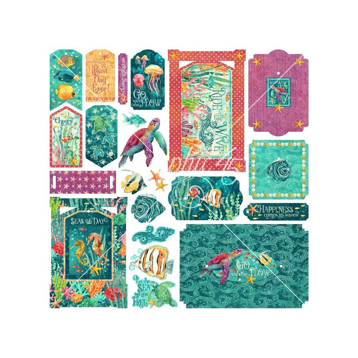 Graphic 45 Seas The Day - Chipboard Tags & Frames