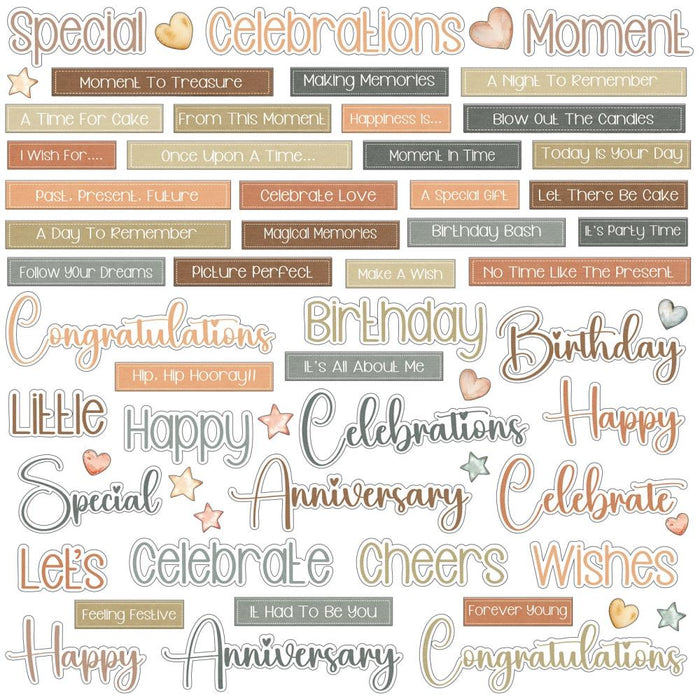 49 & Market Little Celebrations - Chipboard Words & Phrases
