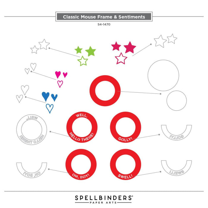 Spellbinders Dies Say Cheese Classic Mouse - Frame & Sentiments