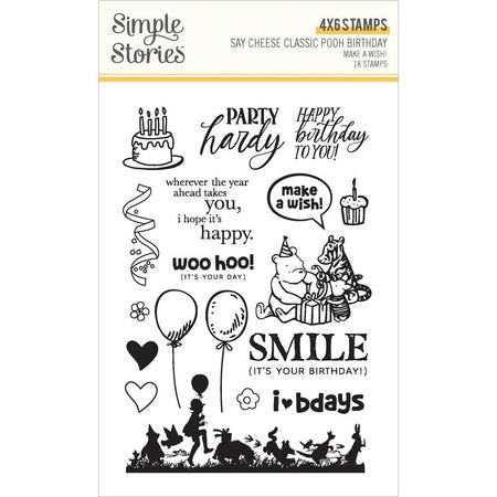 Simple Stories Say Cheese Classic Pooh Birthday - Make A Wish Stamps