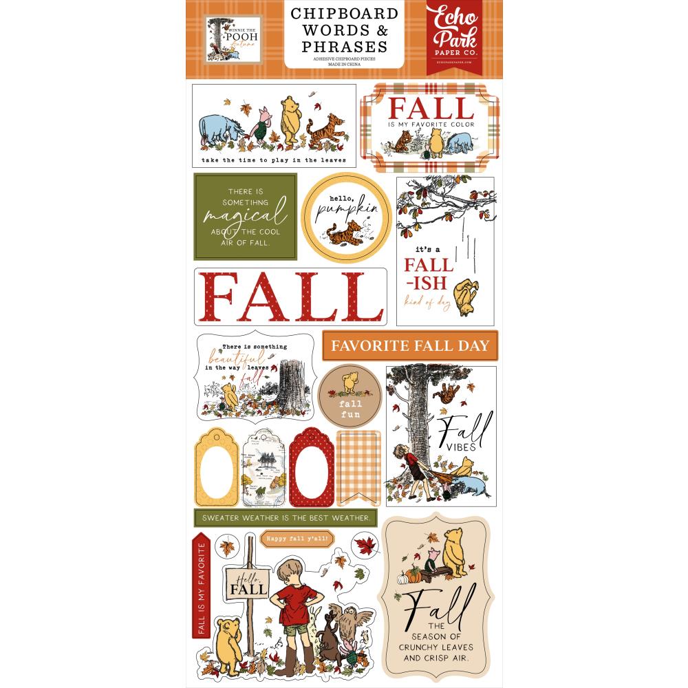 Echo Park Winnie The Pooh Autumn - Chipboard Words & Phrases