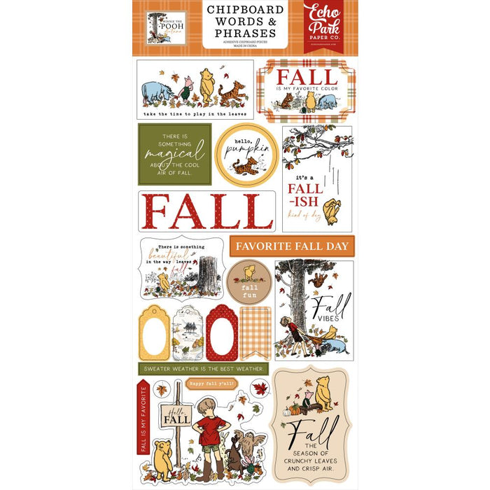 Echo Park Winnie The Pooh Autumn - Chipboard Words & Phrases