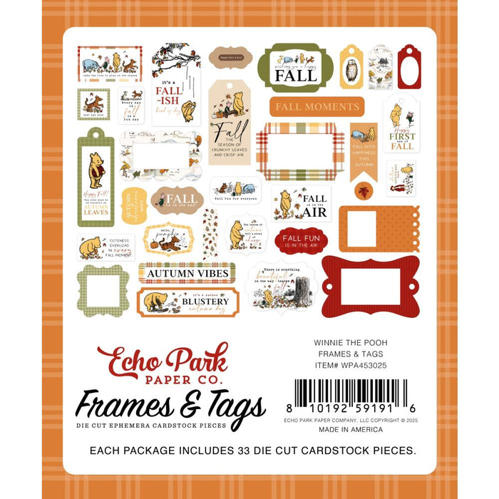 Echo Park Winnie The Pooh Autumn - Ephemera Frames & Tags