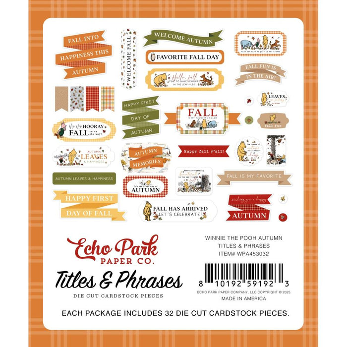 Echo Park Winnie The Pooh Autumn - Ephemera Titles & Phrases