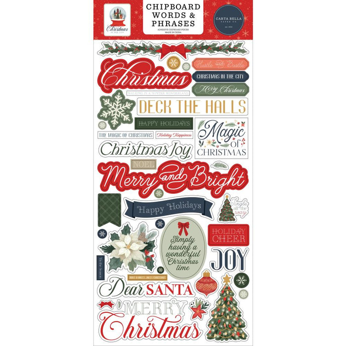 Carta Bella Christmas In The City - Chipboard Words & Phrases