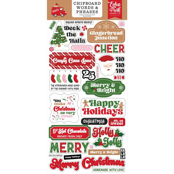 Echo Park Santa's Christmas Delivery - Chipboard Words & Phrases
