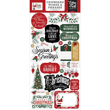 Echo Park Santa Claus - Chipboard Words & Phrases