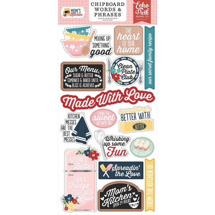 Echo Park Mom's Kitchen - Chipboard Words & Phrases