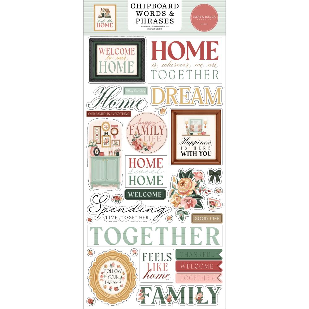 Carta Bella Feels Like Home - Chipboard Words & Phrases