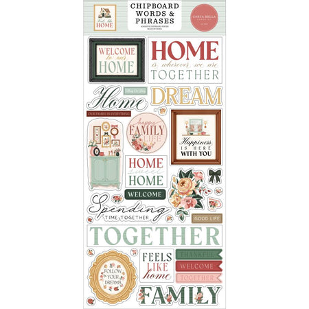 Carta Bella Feels Like Home - Chipboard Words & Phrases