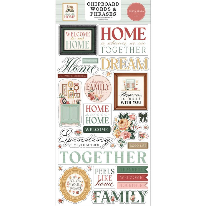 Carta Bella Feels Like Home - Chipboard Words & Phrases