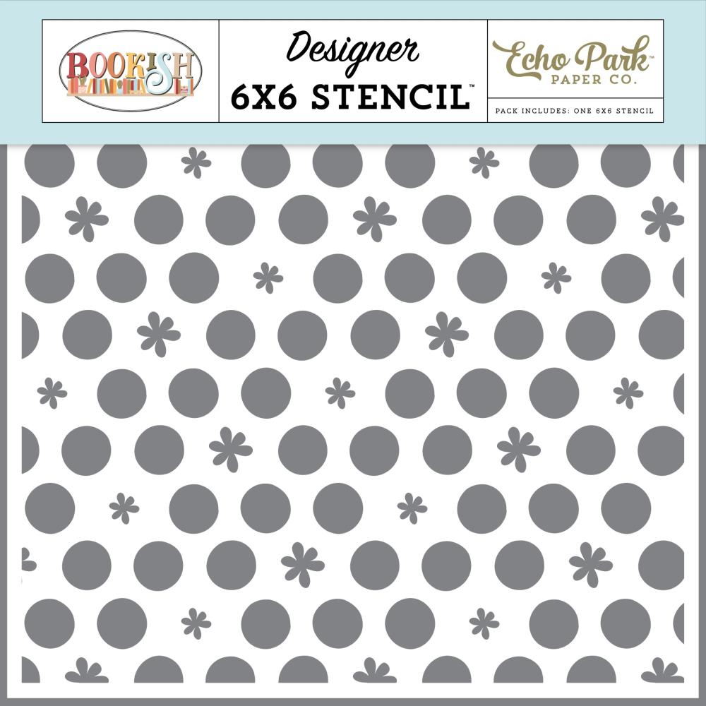 Echo Park Bookish - Dots And Flowers Stencil