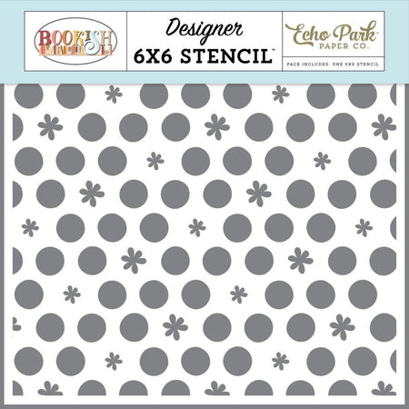 Echo Park Bookish - Dots And Flowers Stencil