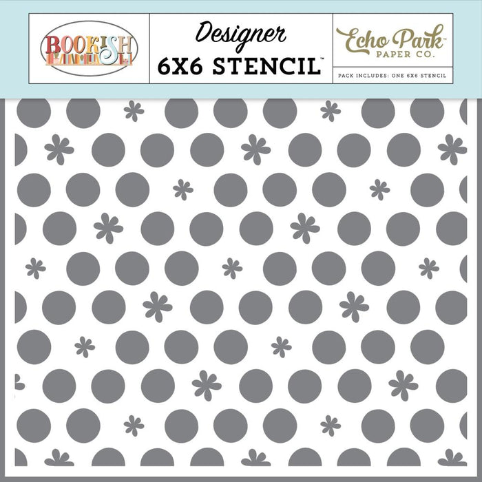 Echo Park Bookish - Dots And Flowers Stencil