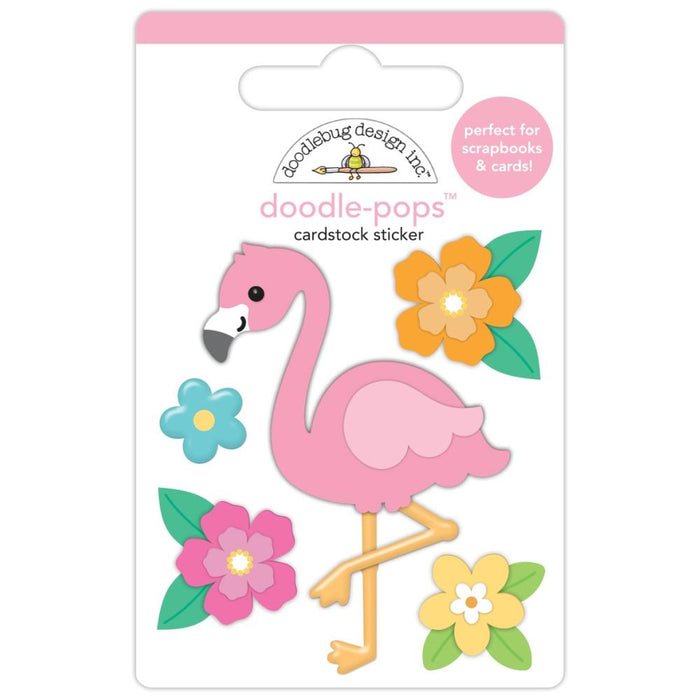Doodlebug Design Summer Fun - Flora Flamingo Doodle-Pops 3D Sticker