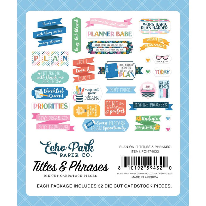 Echo Park Plan On It - Ephemera Titles & Phrases