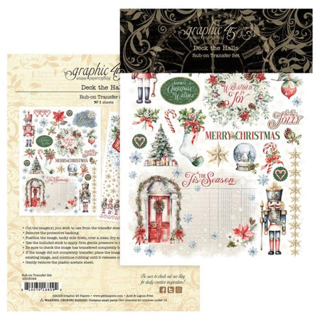 Graphic 45 Deck The Halls - Rub-On Transfers