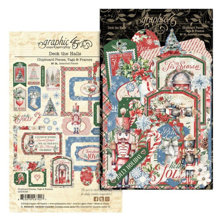 Graphic 45 Deck The Halls - Chipboard Tags & Frames