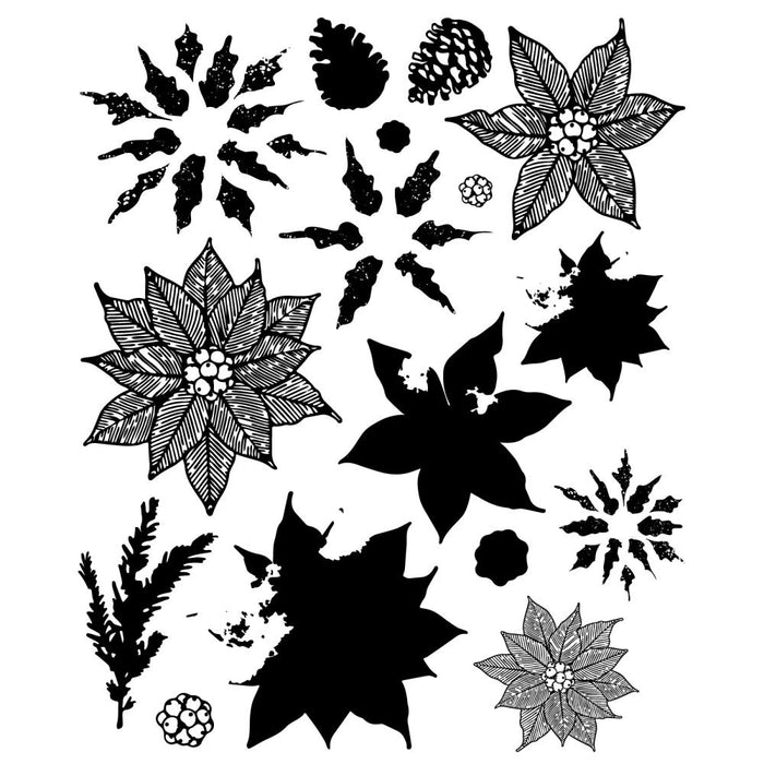 Sizzix Framelits Die & Stamp Set by 49 & Market - Poinsettia Trio