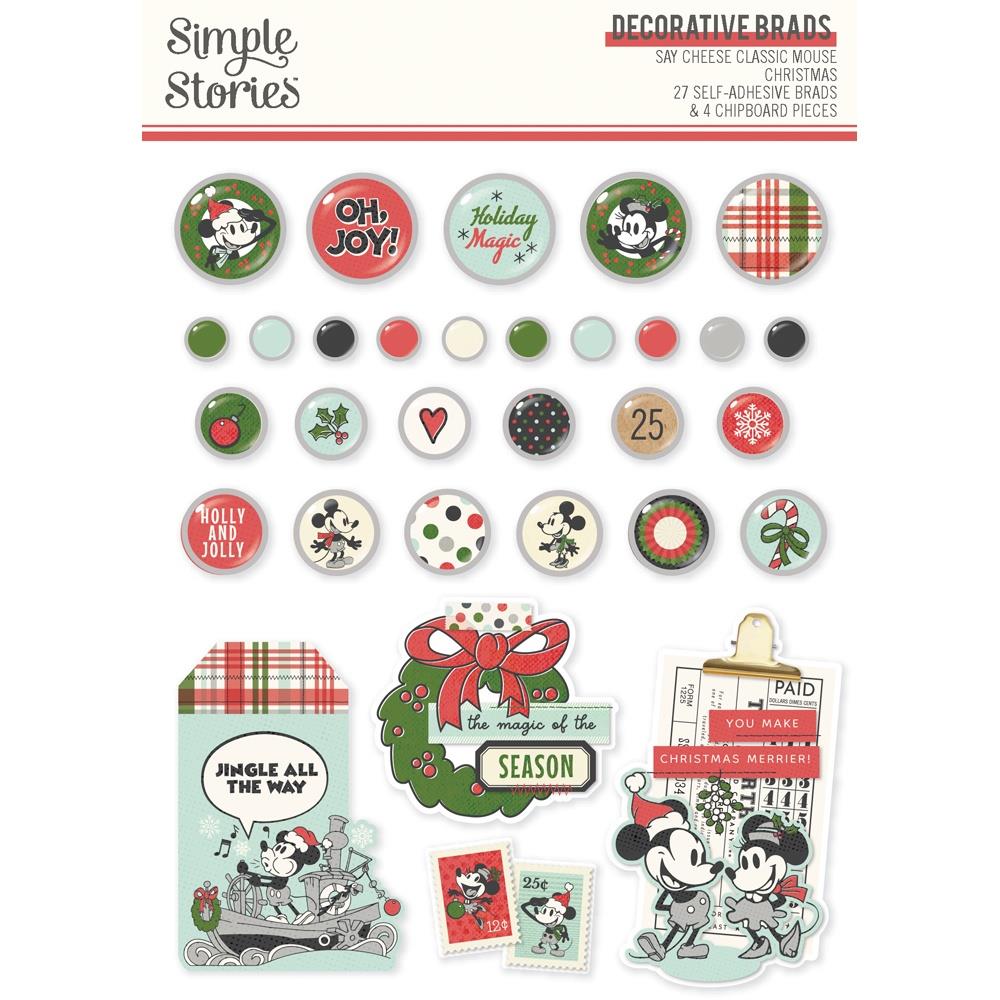 Simple Stories Say Cheese Classic Mouse Christmas - Decorative Brads