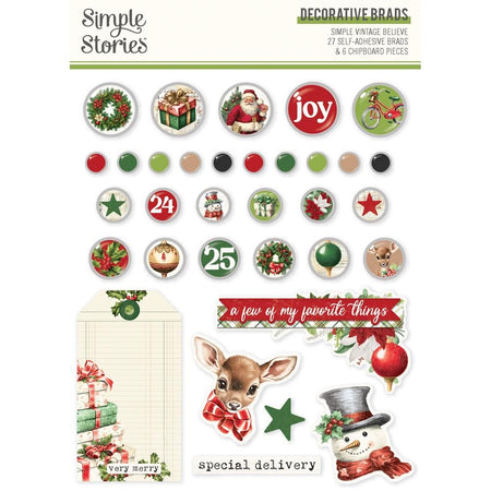 Simple Stories Simple Vintage Believe - Decorative Brads