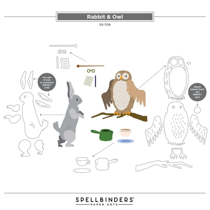 Spellbinders Dies Say Cheese Classic Pooh Birthday - Rabbit & Owl