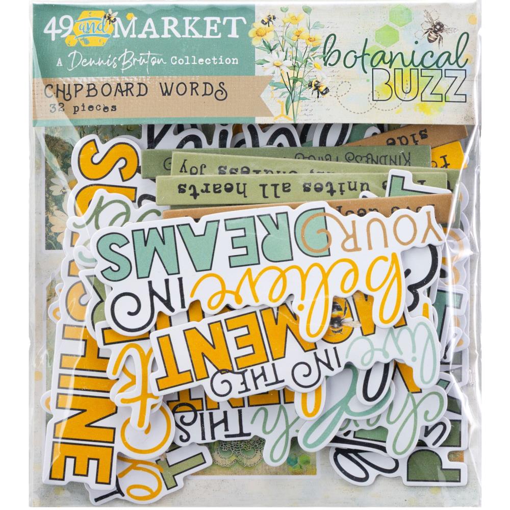 49 & Market Botanical Buzz - Chipboard Words