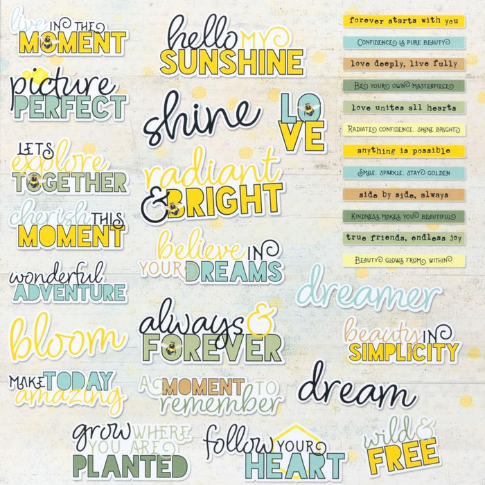 49 & Market Botanical Buzz - Chipboard Words