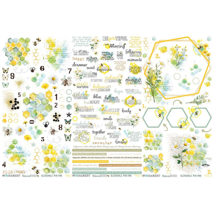 49 & Market Botanical Buzz - Rub-On Transfers