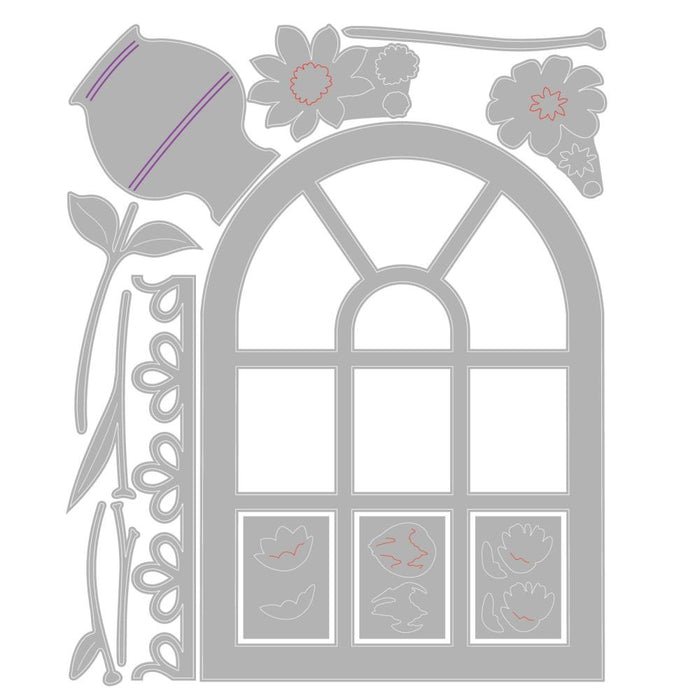 Sizzix Thinlits Die - Windowsill Flowers & Vase