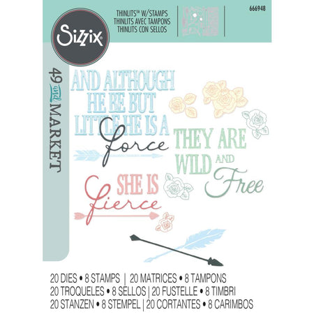 Sizzix Thinlits Die & Stamp Set by 49 & Market - Forces Of Nature