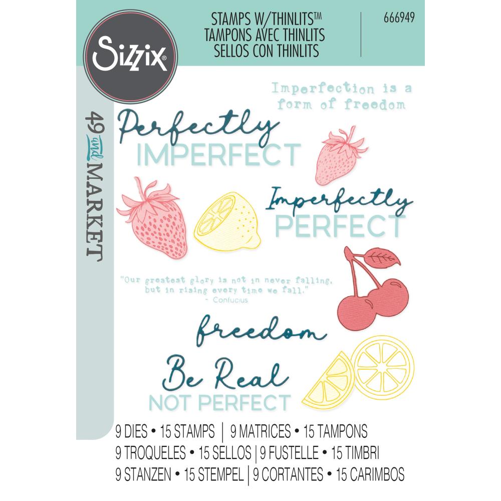 Sizzix Thinlits Die & Stamp Set by 49 & Market - Perfectly Imperfect