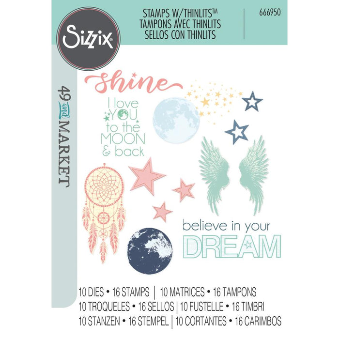 Sizzix Thinlits Die & Stamp Set by 49 & Market - Starlight Dreams