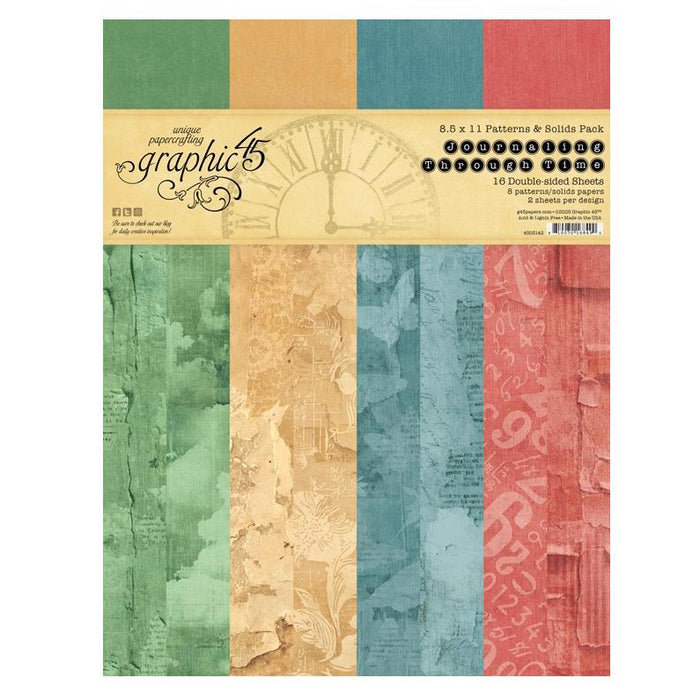 Graphic 45 Journaling Through Time - 8.5" x 11" Patterns & Solids Collection Pack