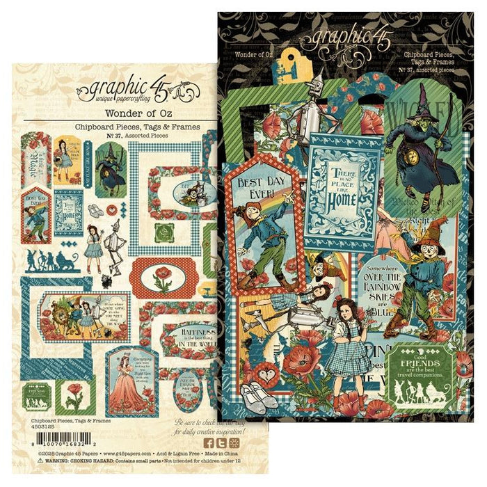 Graphic 45 Wonder Of Oz - Die Cut Tags & Frames