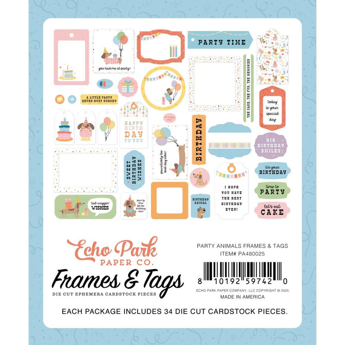 Echo Park Party Animal - Ephemera Frames & Tags